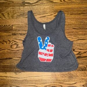 Cropped American Flag Peace Sign Tank